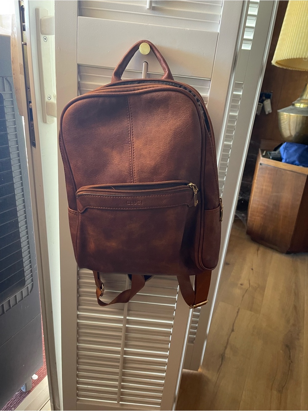 Leather faux Backpack in Brown